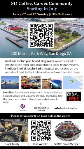 SD Coffee, Cars And Community flyer 2024
