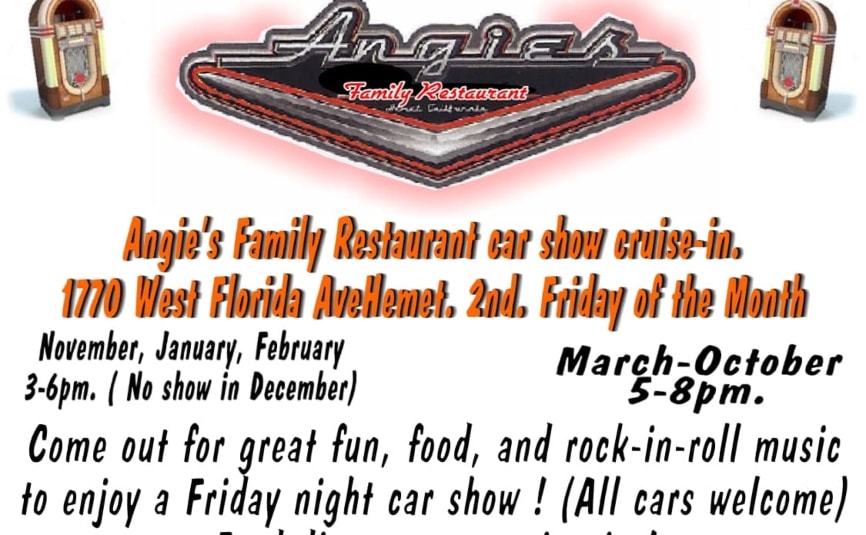 Angie's Family Restaurant Car Show partial flyer 2024