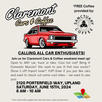 Claremont Cars And Coffee now in upland flyer